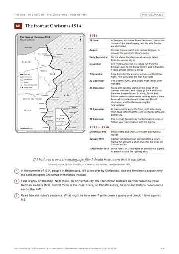 Page from the teaching resource: M1 · Map and timeline