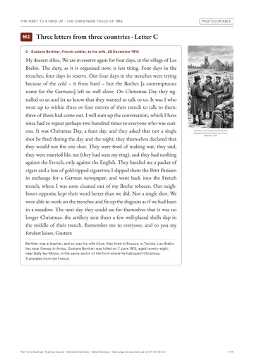 Page from the teaching resource: M2 · Gustave Berthier’s letter
