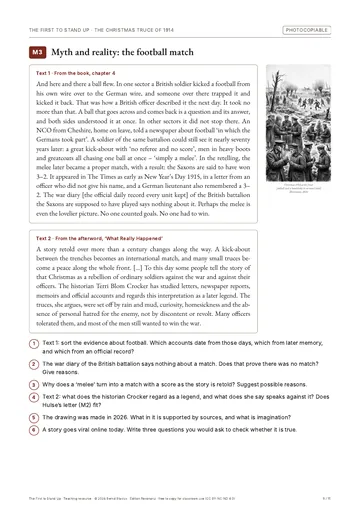 Page from the teaching resource: M3 · The football match